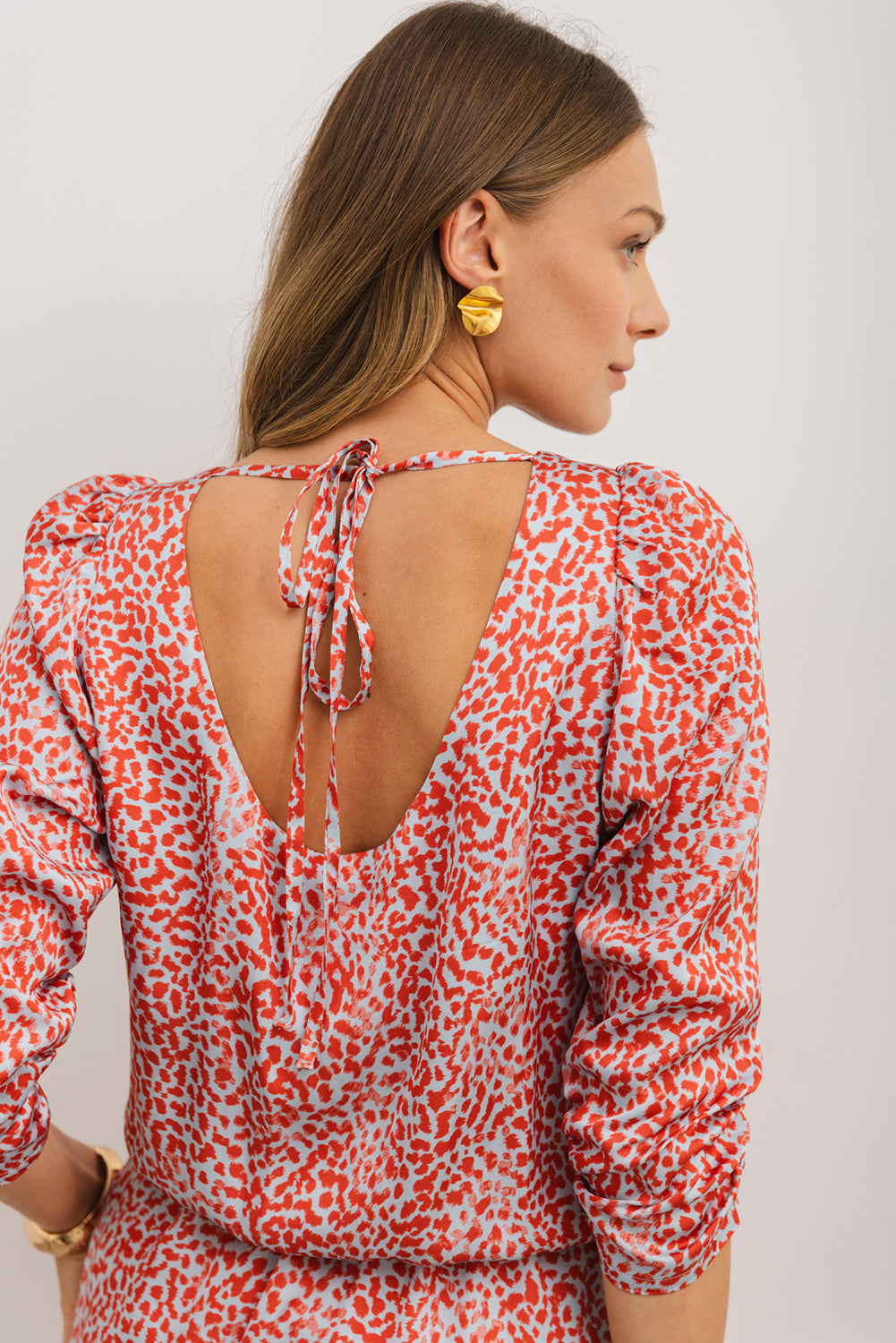 Red Leopard Tie Back Mini Dress