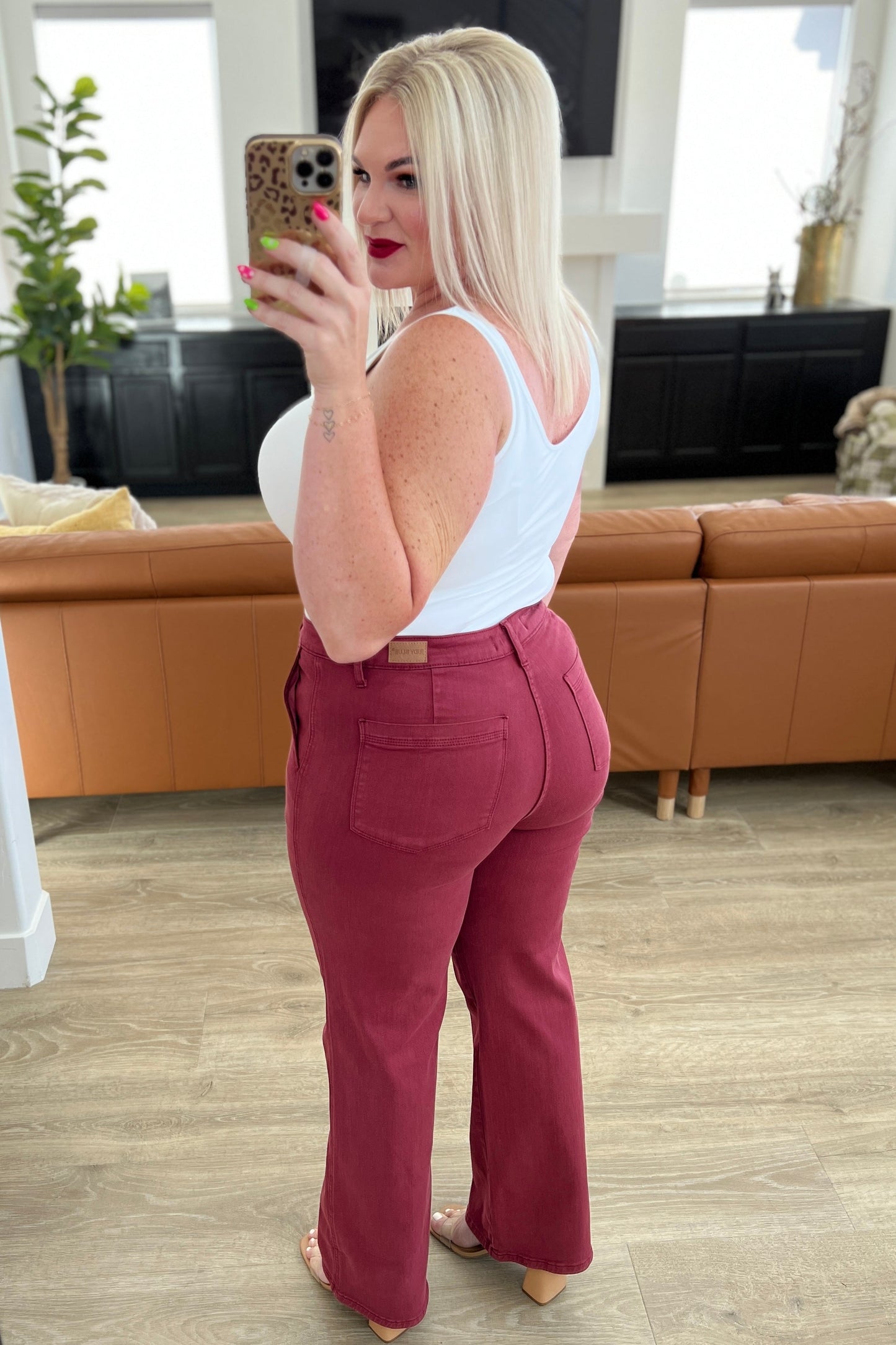 Judy Blue Burgundy High Rise Front Seam Straight Jeans