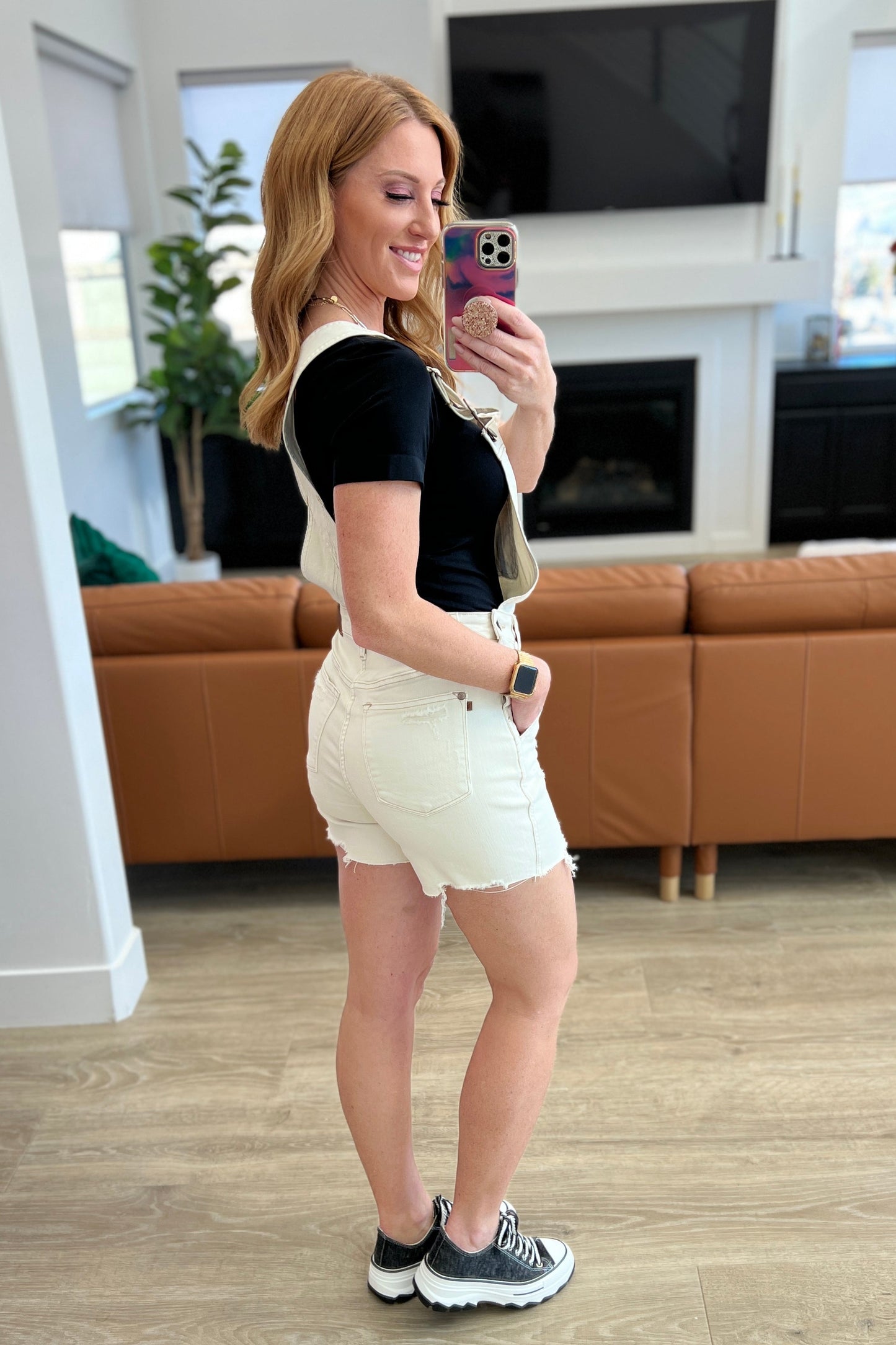 Judy Blue White High Rise Cutoff Shortalls
