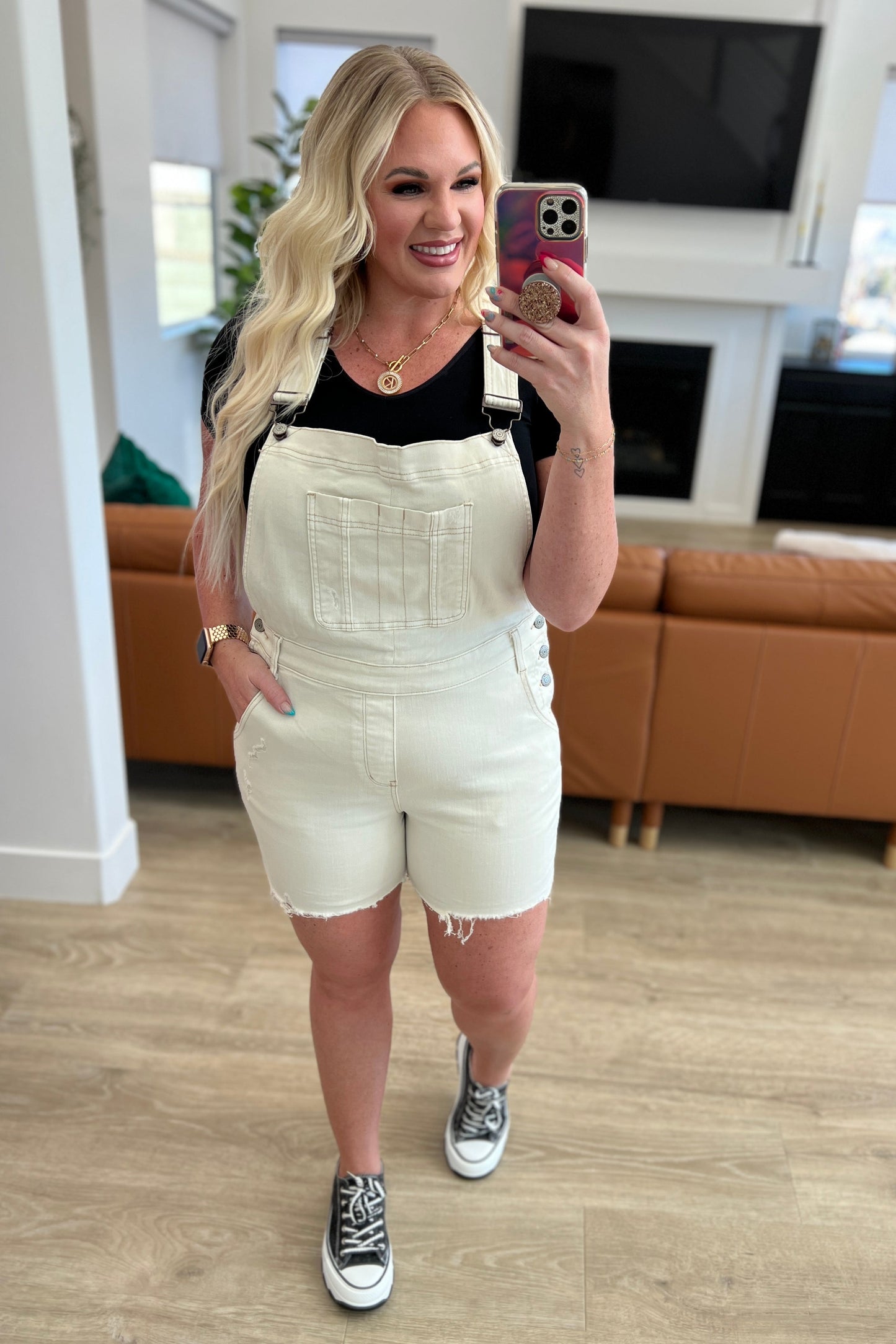 Judy Blue White High Rise Cutoff Shortalls