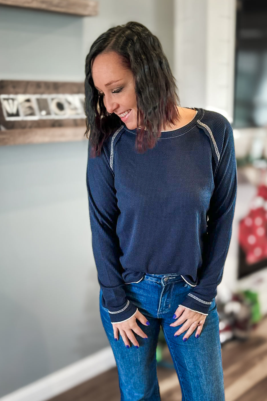 Exposed Seam Long Sleeve Top