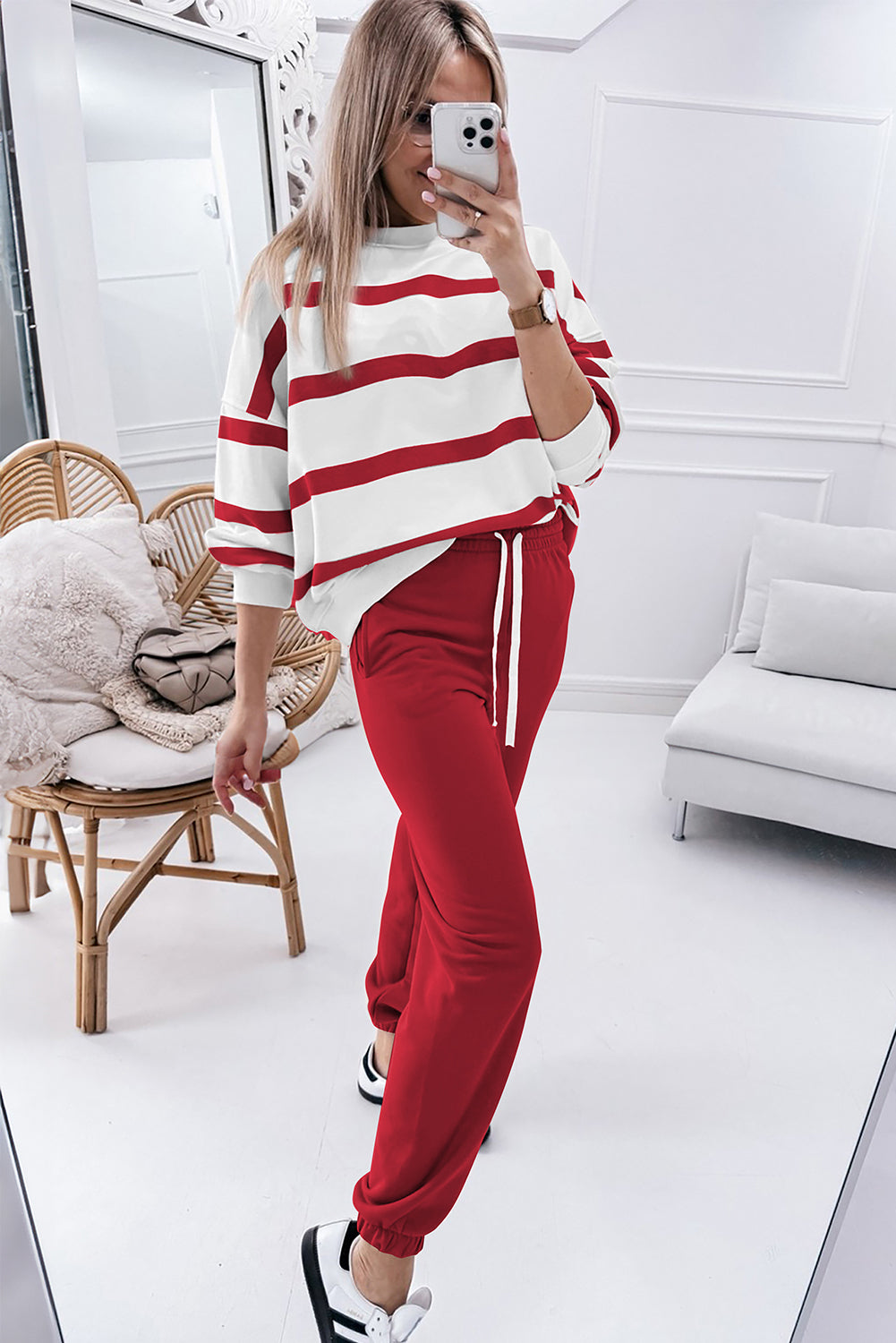 Red Stripe Pullover + Jogger Pants Set