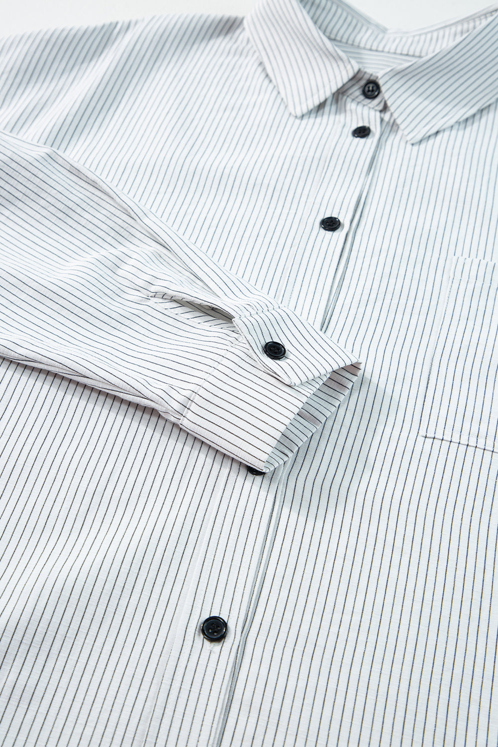 Striped Pocketed Tunic Button Up Shirt