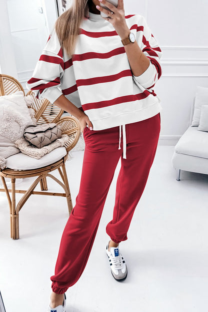 Red Stripe Pullover + Jogger Pants Set