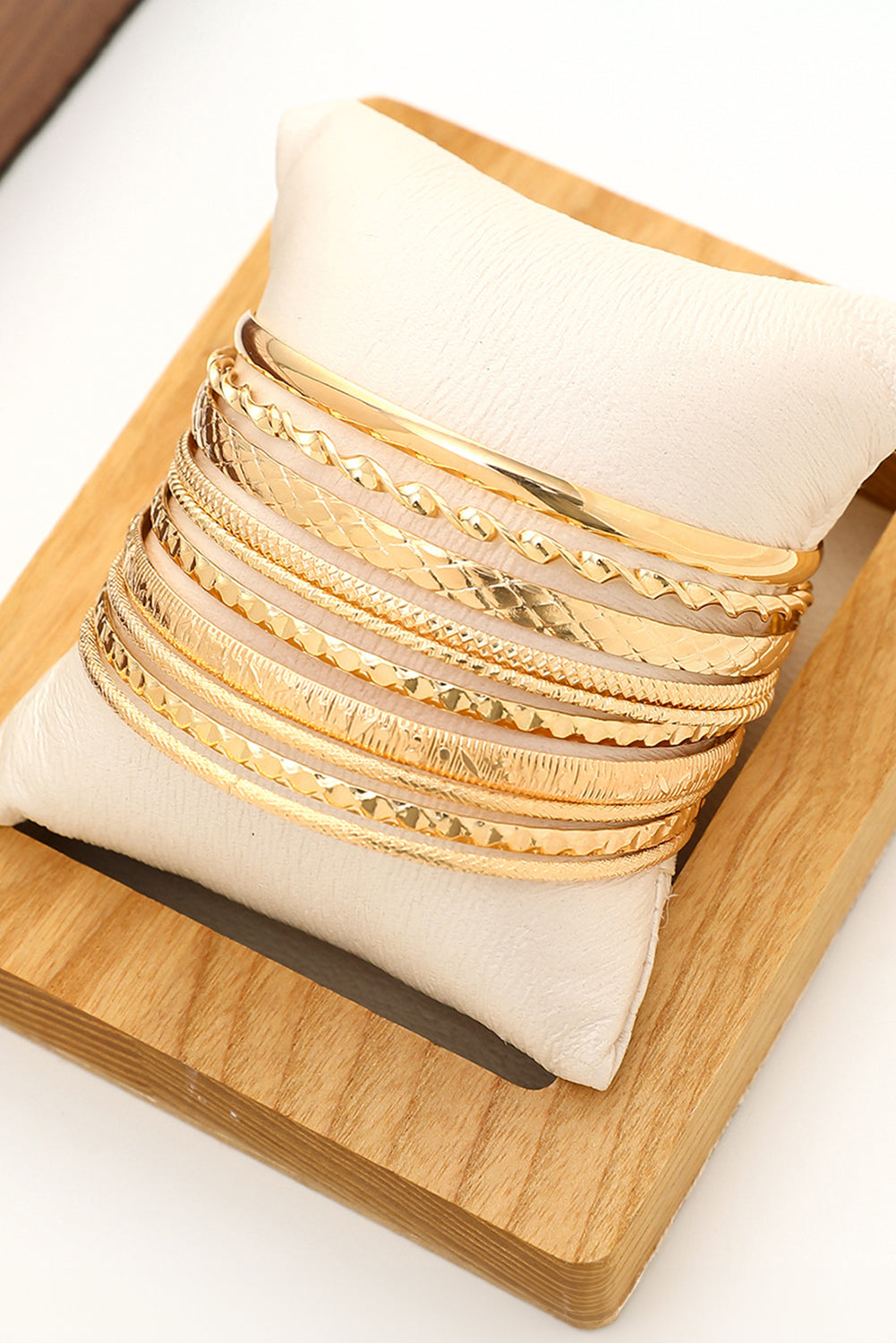 Gold Textured Stackable Alloy Bracelet Set