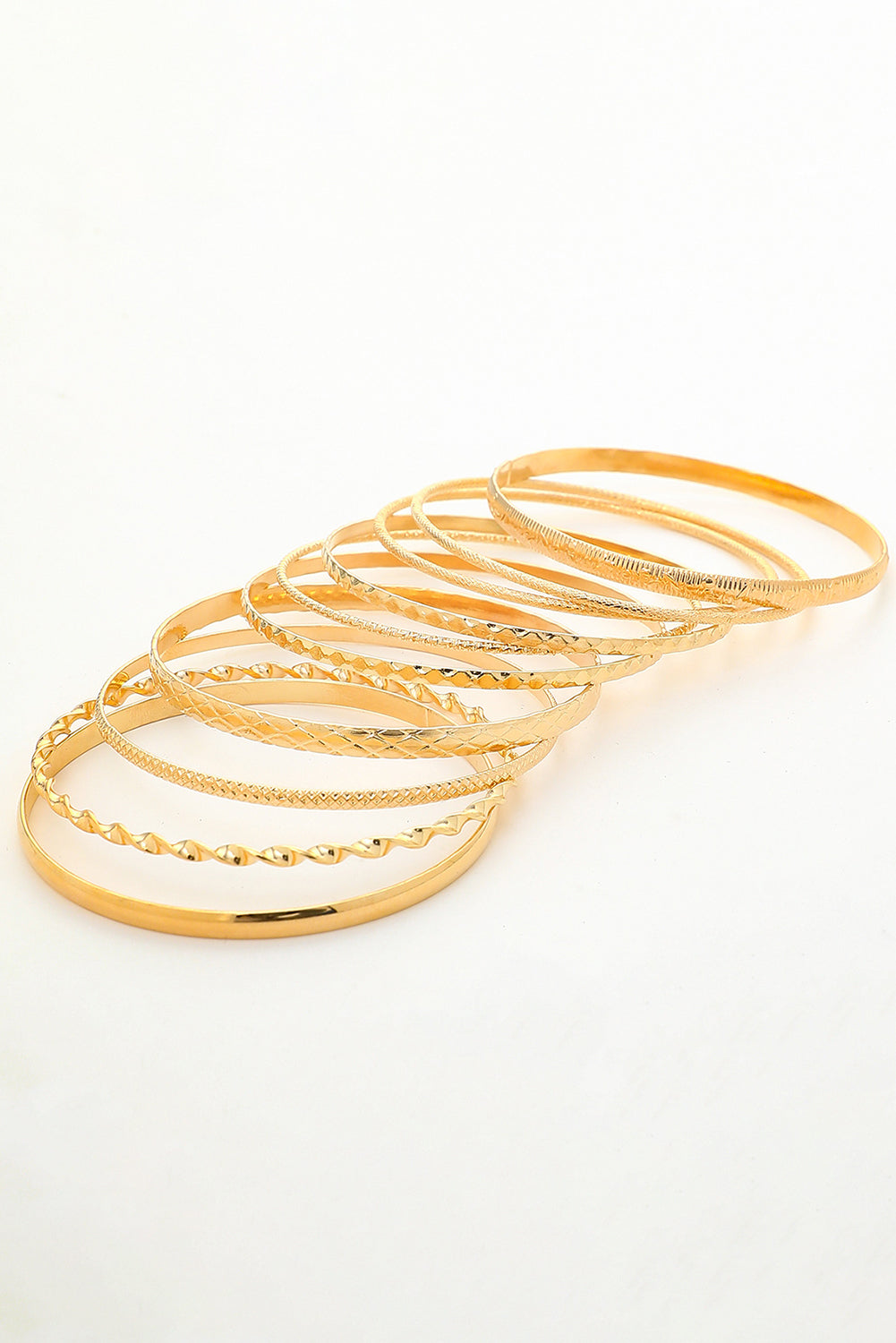 Gold Textured Stackable Alloy Bracelet Set