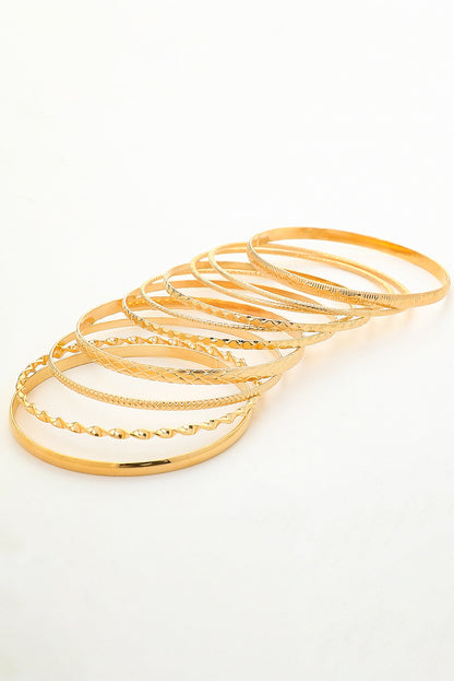 Gold Textured Stackable Alloy Bracelet Set