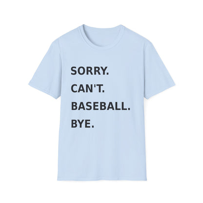 Sorry Can't Baseball Black Font