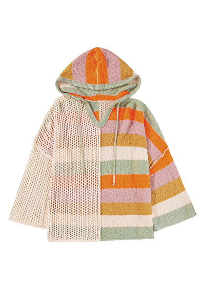 Striped Colorblock Hooded Top