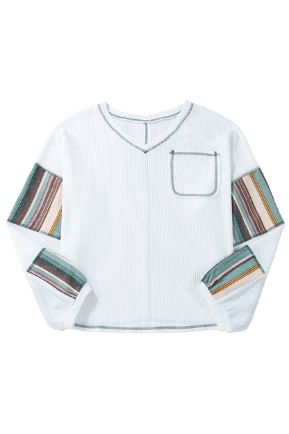 White Patchwork Sleeve Top