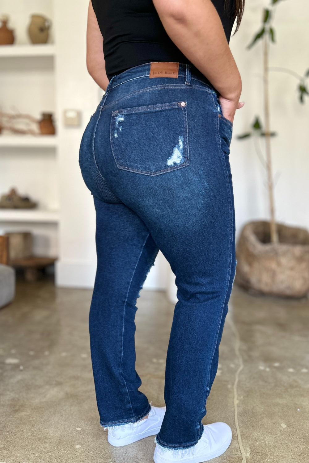 Judy Blue Rigid Magic High Waist Heavy Destroy Straight Jeans