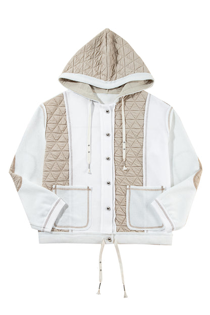 Quilted Textured Patchwork Hooded Jacket