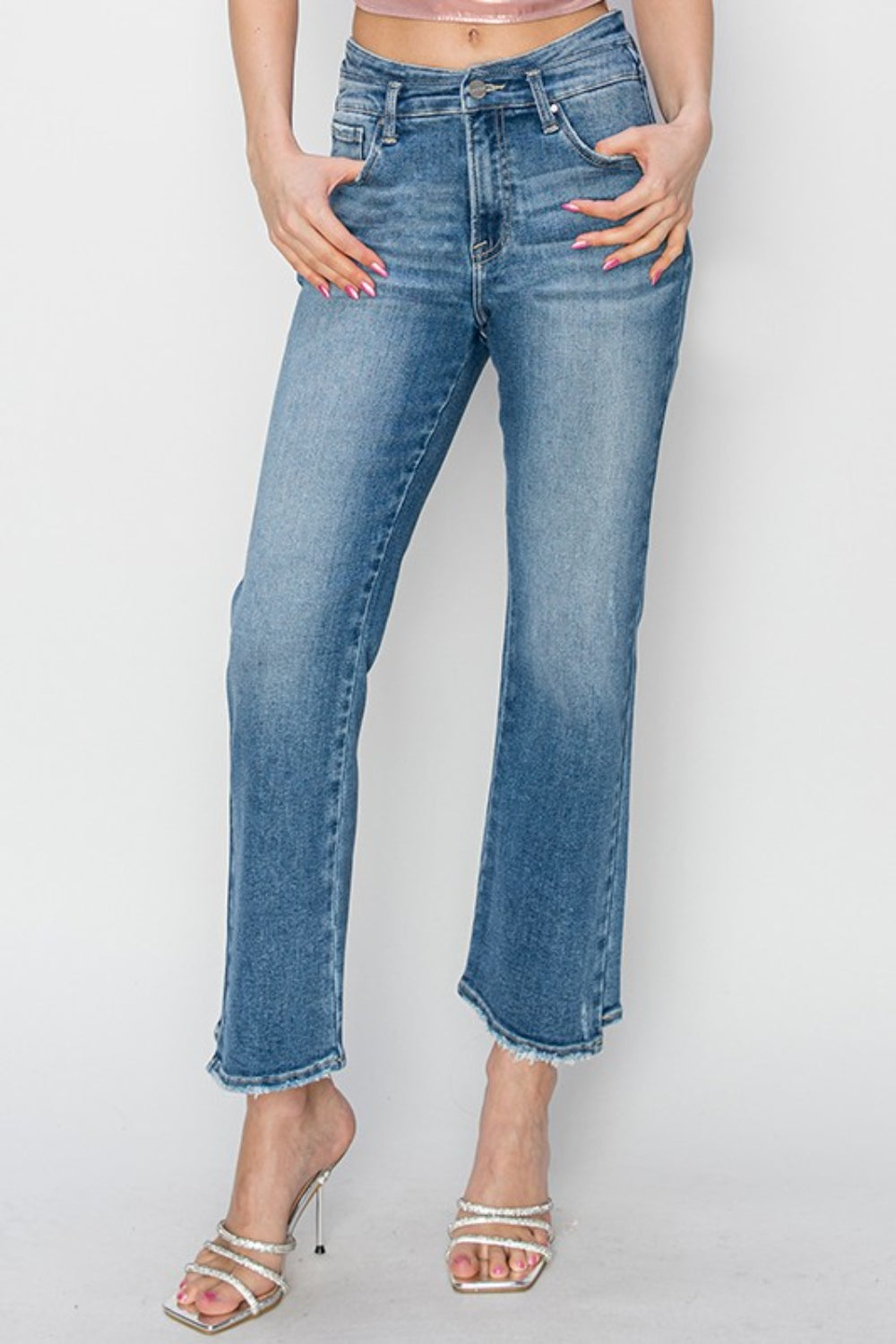 Risen High Rise Slim Straight Jeans