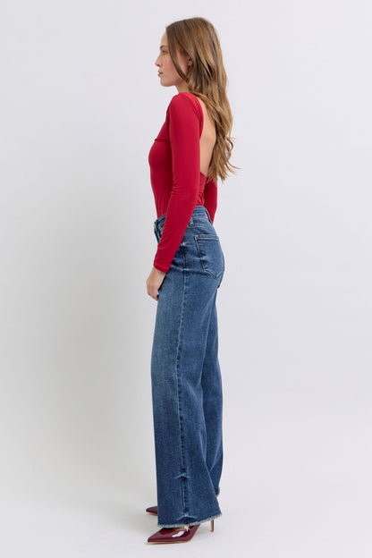 Judy Blue Raw Hem Mid Rise Jeans