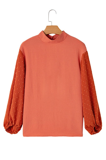 Copper Swiss Dot Balloon Sleeve Blouse