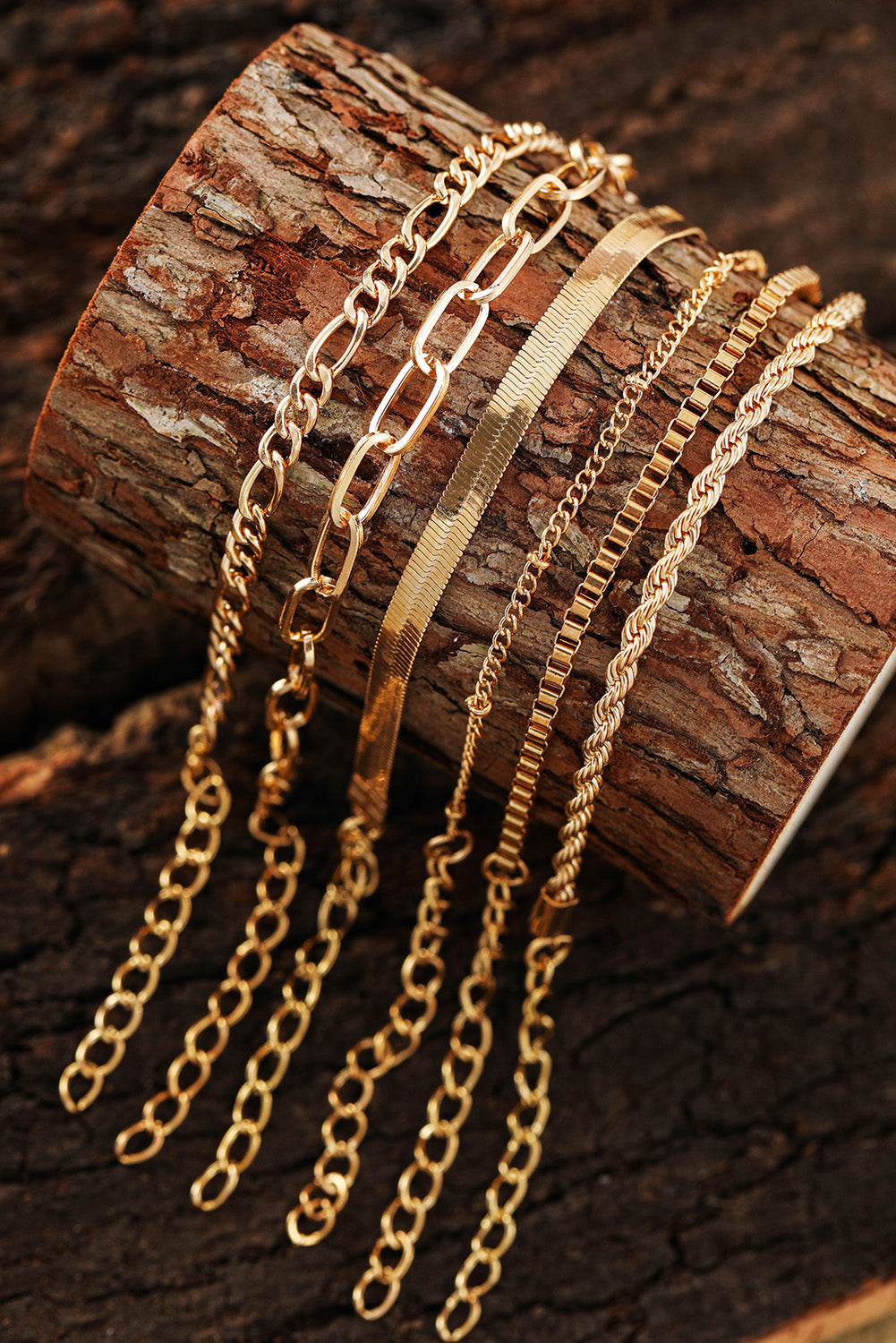 Gold Adjustable Chain Bracelet Set