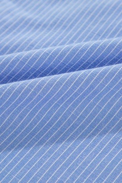 Striped Pocketed Tunic Button Up Shirt