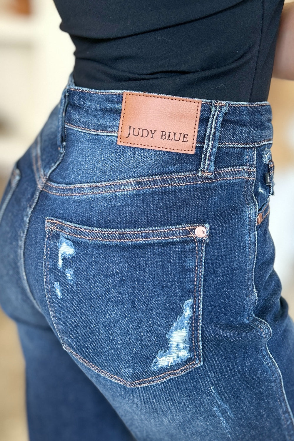 Judy Blue Rigid Magic High Waist Heavy Destroy Straight Jeans