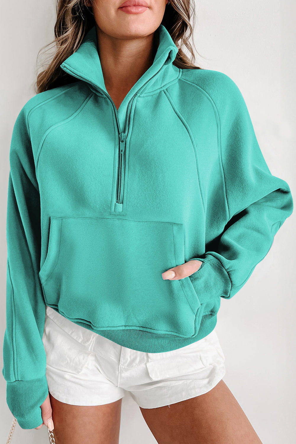 Fleece Quarter Zip Thumbhole Pullover