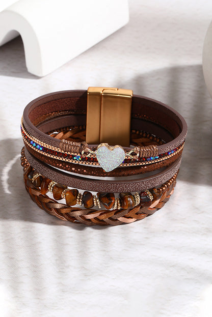 Bronze Glitter Heart Vintage Bracelet Set