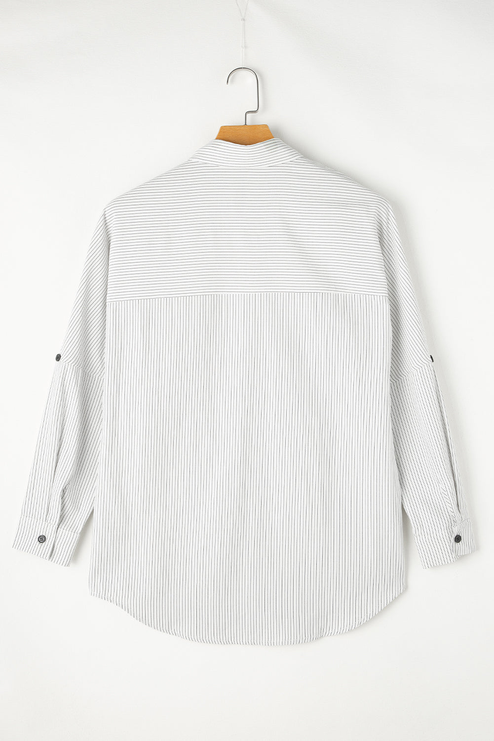 Striped Pocketed Tunic Button Up Shirt