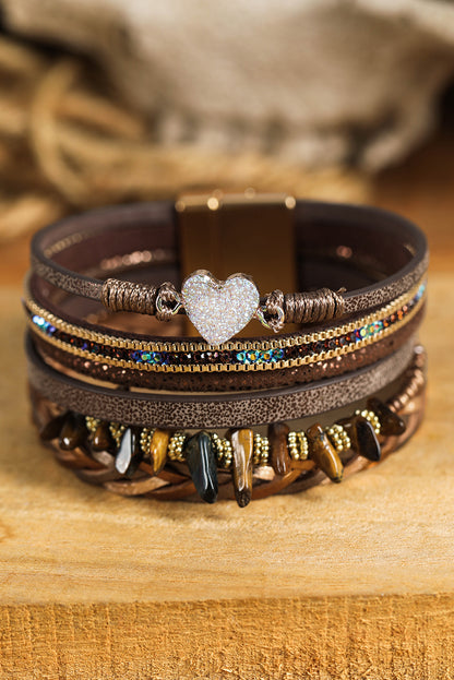 Bronze Glitter Heart Vintage Bracelet Set