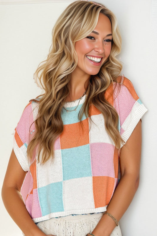 Check Knit Top