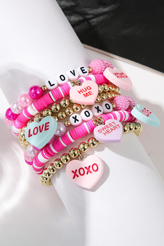 Valentine's Candy Hearts Bracelet Set