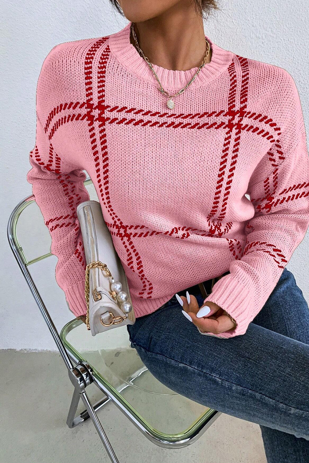 Plaid Knit Sweater