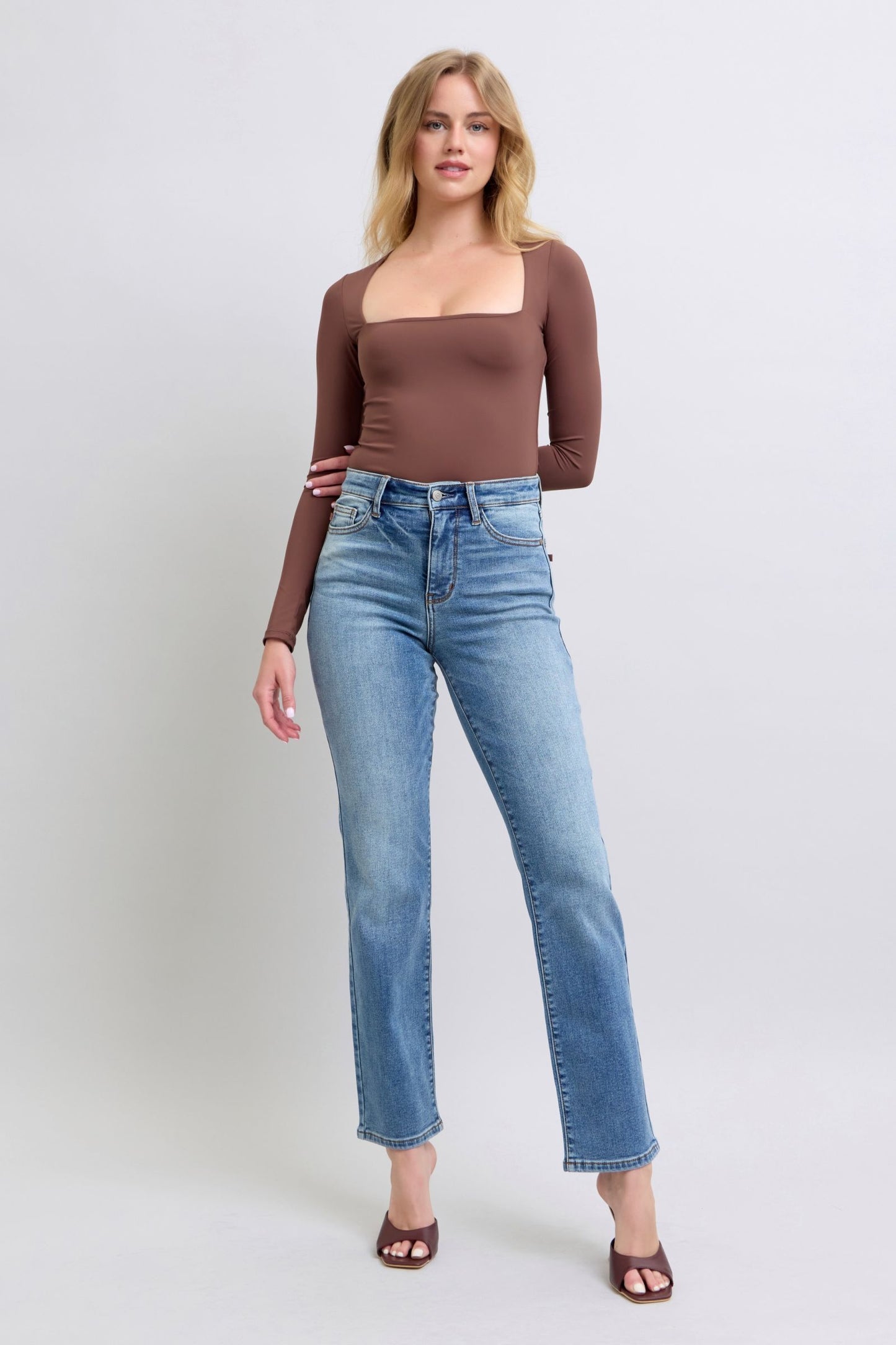 Judy Blue Vintage Wash Thermal Straight Jeans