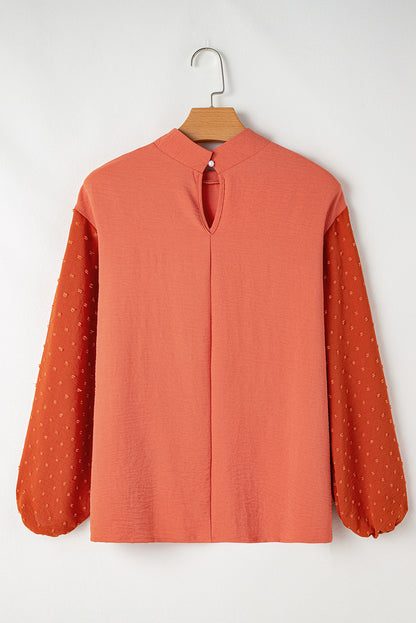 Copper Swiss Dot Balloon Sleeve Blouse