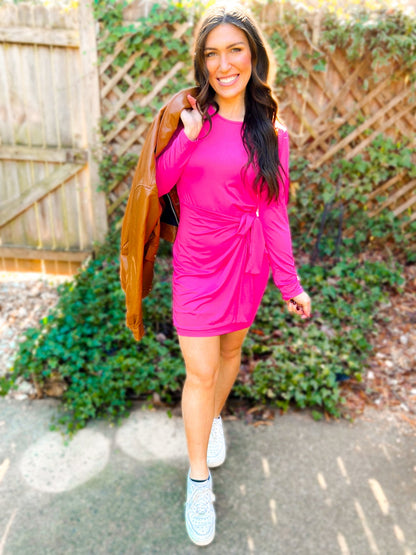 Carrie Crossover Waist Faux Wrap Dress - Girl Code Couture
