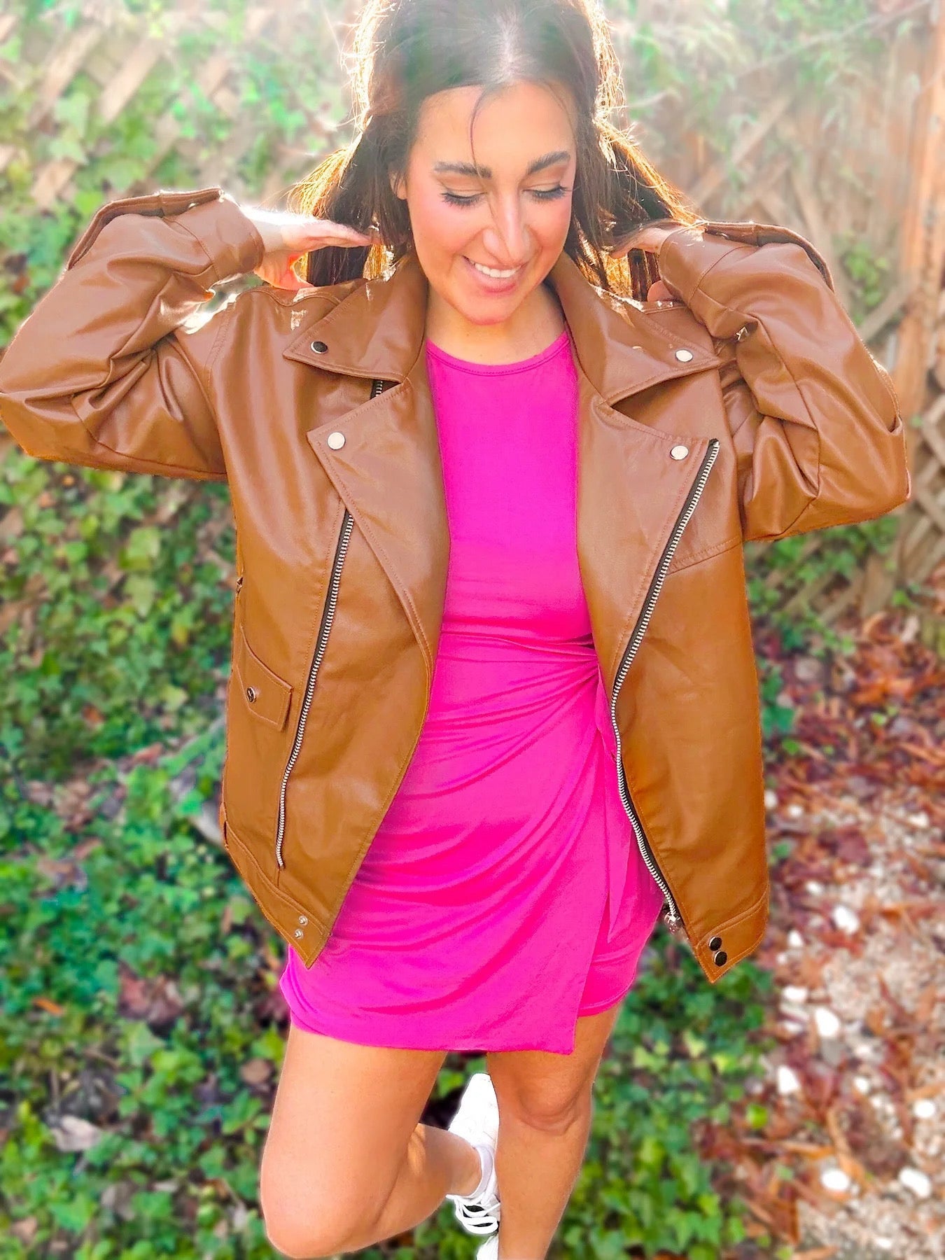 Ollie Oversized Vegan Leather Biker Jacket