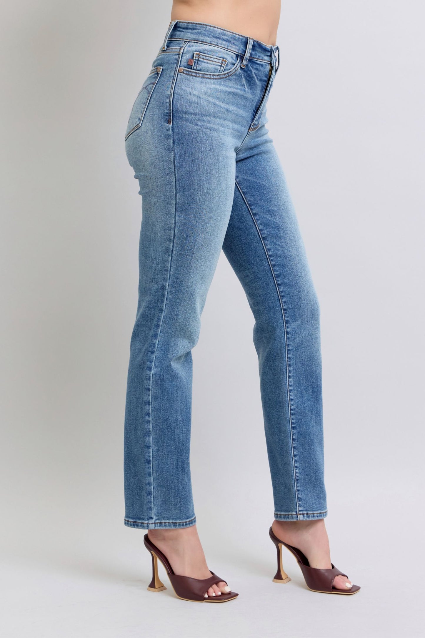 Judy Blue Vintage Wash Thermal Straight Jeans