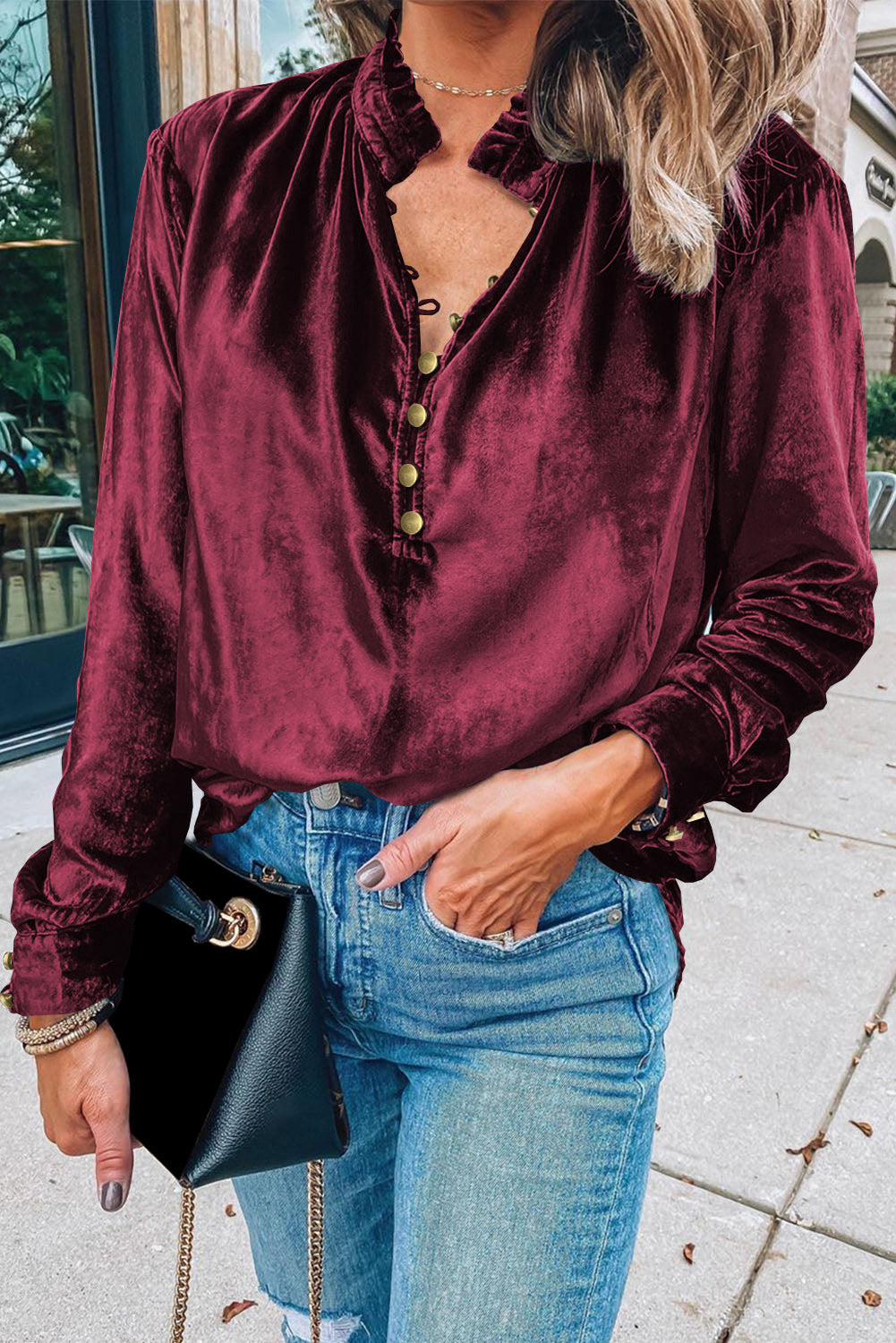 Velvet Button Top