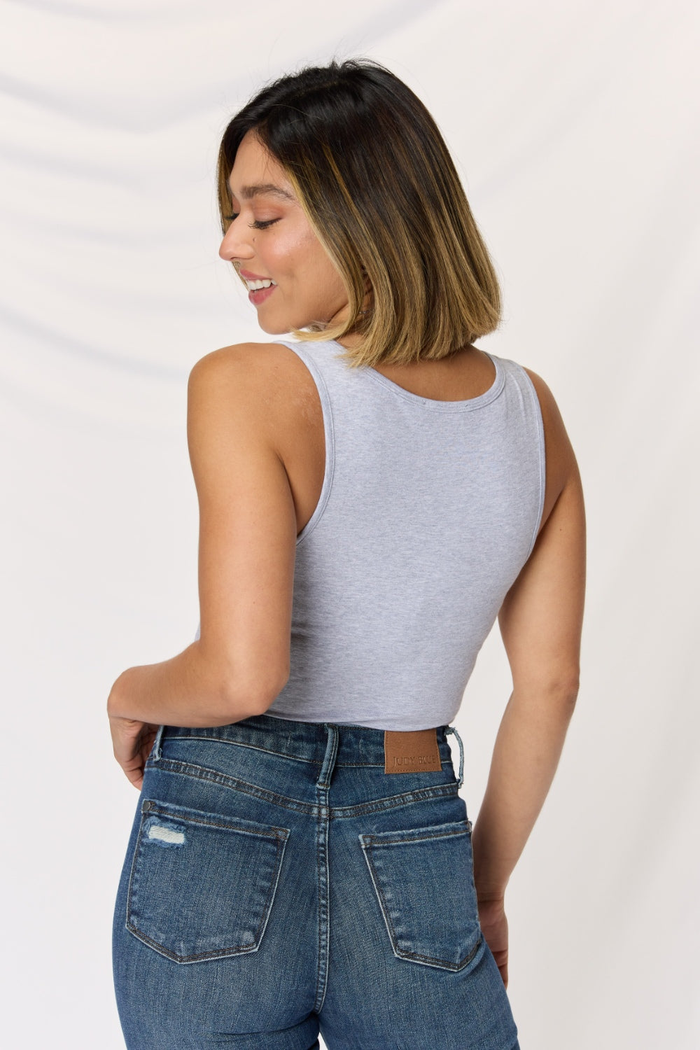 Grey Square Neck Cropped Cami