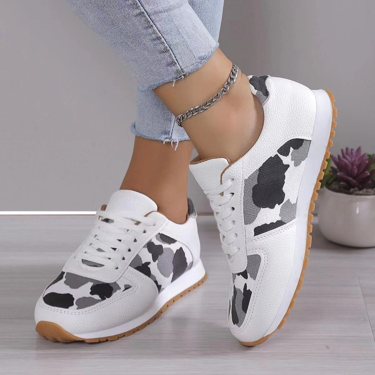 Printed Leather Sneakers