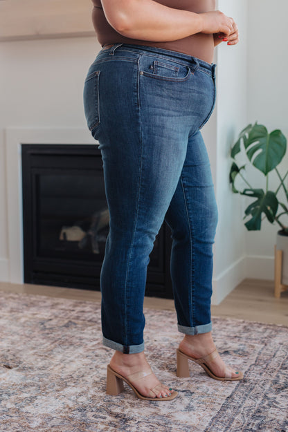 Judy Blue Cuffed Slim Fit Dark Wash Jeans