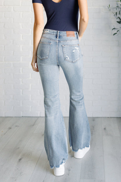 Judy Blue Tummy Control Mid Rise Distressed Flare Jeans