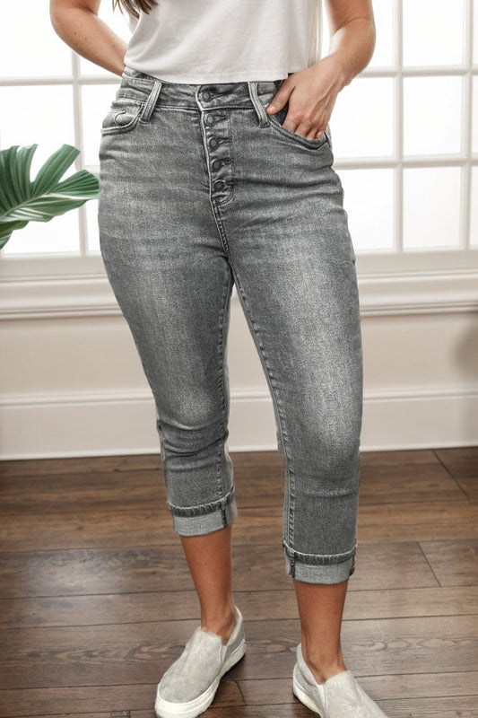 Judy Blue Charcoal Button Fly Capri Jeans