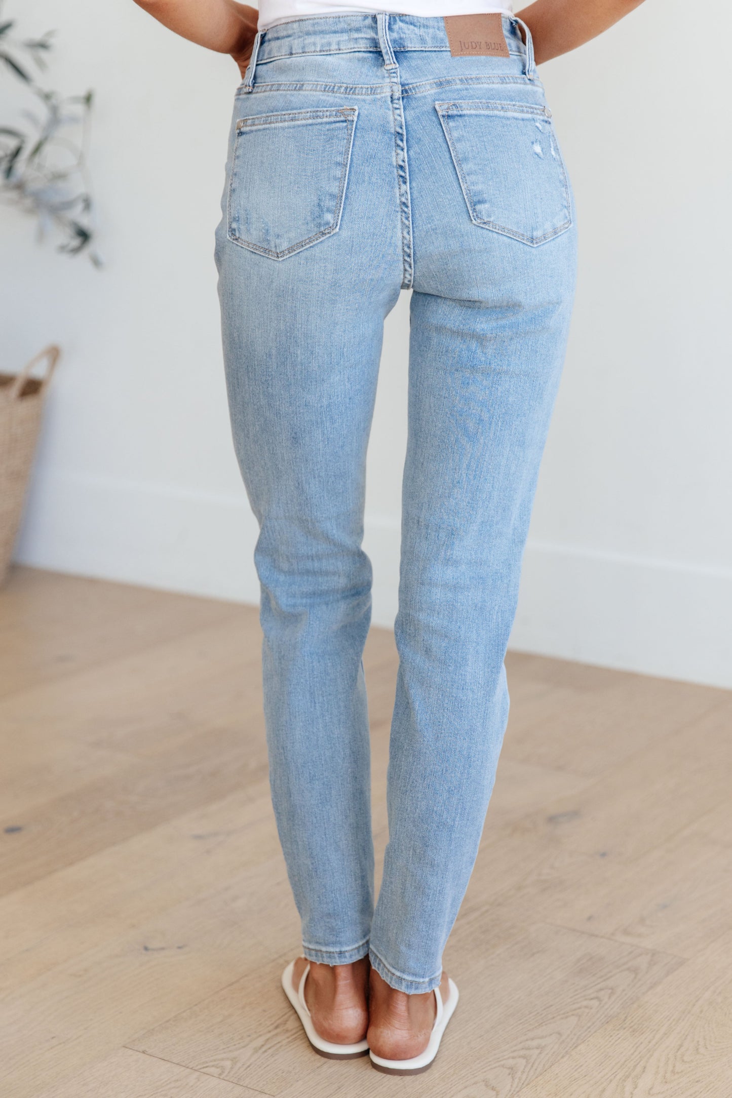 Judy Blue Tummy Control Light Wash Distressed Skinny Jeans