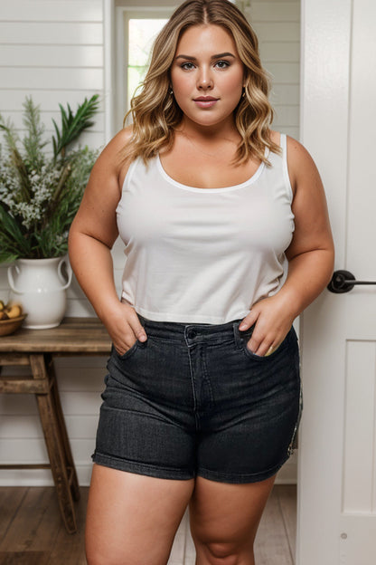 Judy Blue Tummy Control Black Washed Shorts