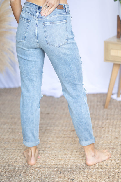 Judy Blue Cuffed Destructed Jeans