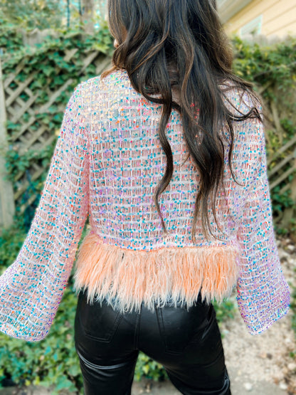 Starla Sequin & Feather Party Top