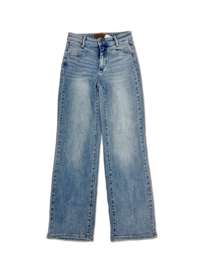 Judy Blue Front Yoke Light Wash Straight Jeans