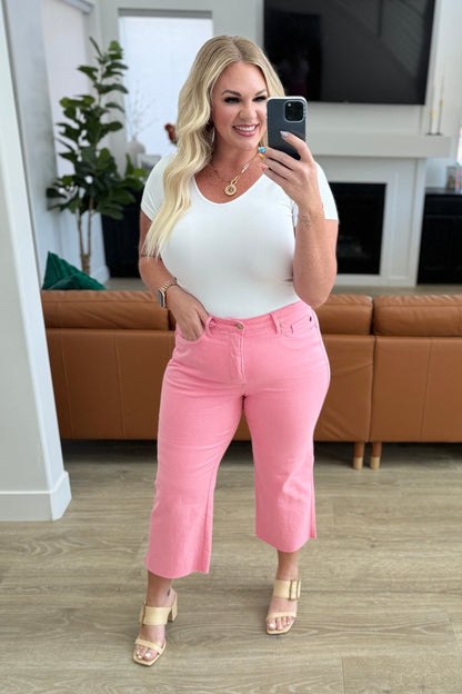 Judy Blue Pink Tummy Control Crop Denim