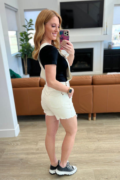 Judy Blue White High Rise Cutoff Shortalls