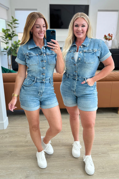 Judy Blue Short Sleeve Denim Romper