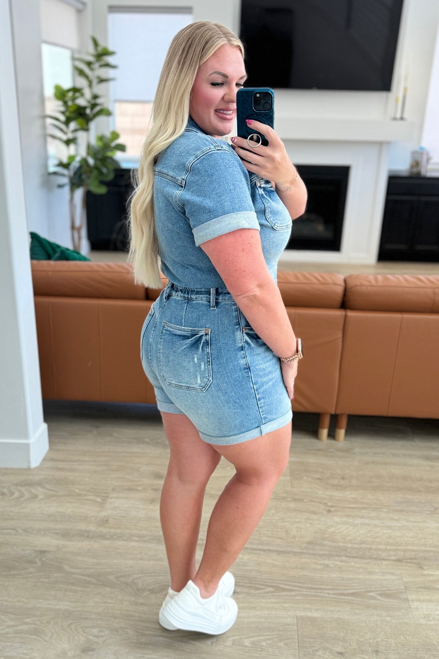 Judy Blue Short Sleeve Denim Romper