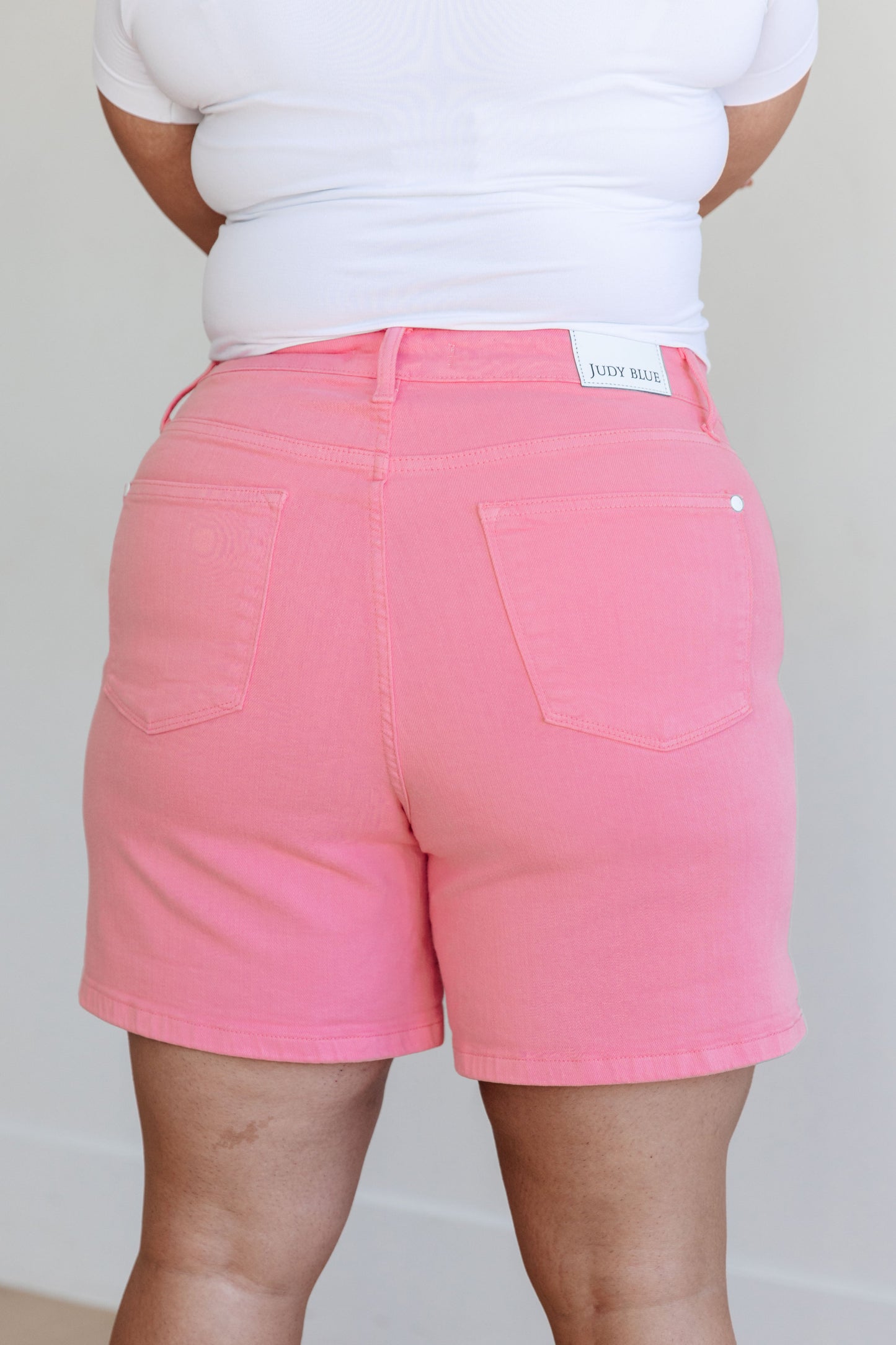 Judy Blue Pink Tummy Control Cuffed Shorts